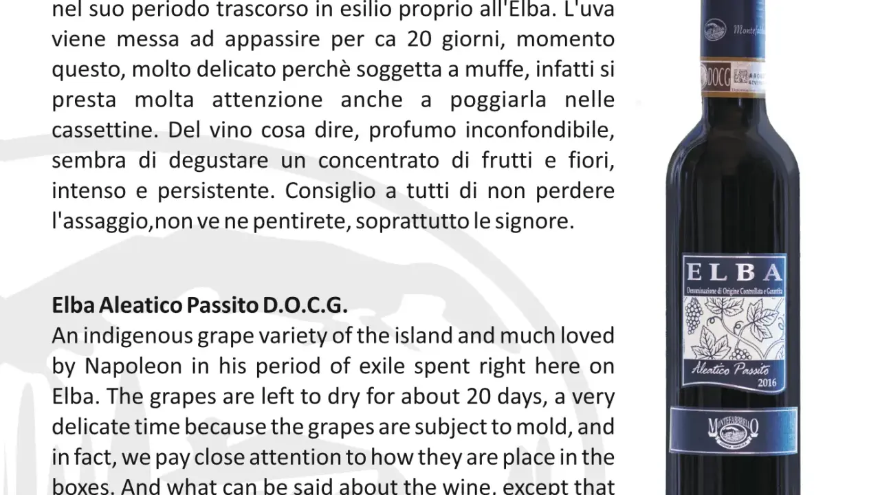 Aleatico Passito Elba DOCG: Tesoro Nascosto, Guida Completa